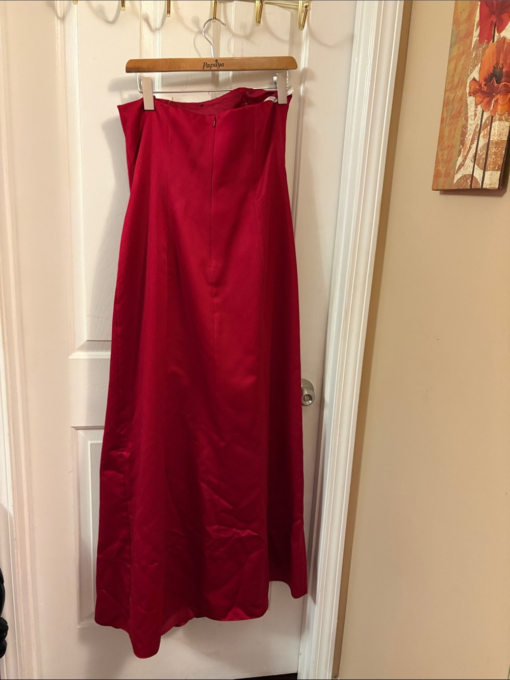 David's Bridal Strapless Red Formal Gown - Picture 2 of 2